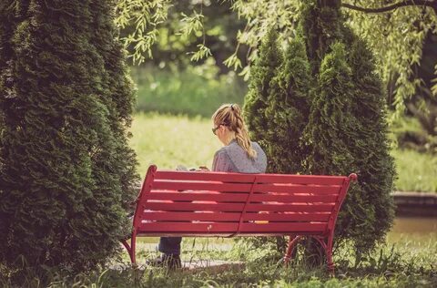 Free photo: Woman Taking Photo While Sitting on the Bench Be