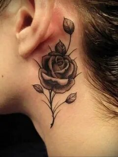 Татуировка роза на шее (61 фото)