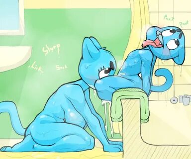 Xbooru - 1girl bathroom breasts cat cum duo feline fellatio 