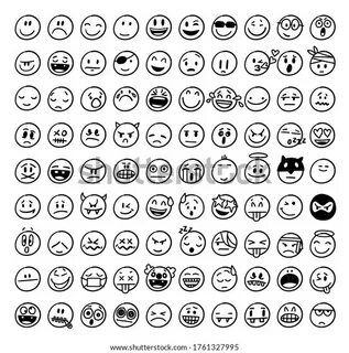 Hand Drawn Emoji Black White Design Stock Vector (Royalty Fr