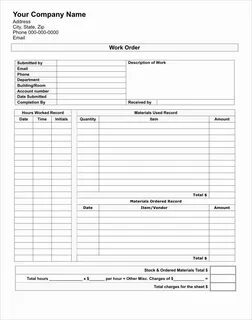 Door order form Template Best Of Work order Template Printed