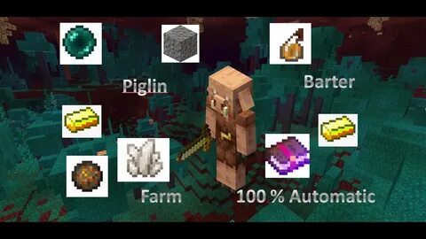 100 % Automatic Piglin Barter Farm Minecraft (900+ items /hr