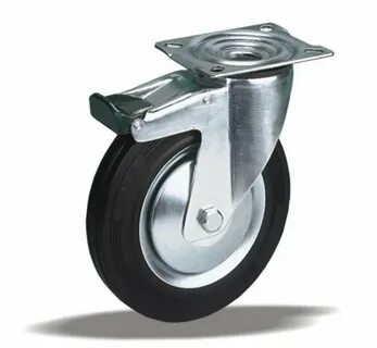 standard Swivel transport castor with brake + black rubber t