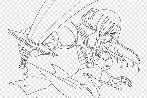 Erza Scarlet Line art Drawing Fairy Tail Sketch, religious s