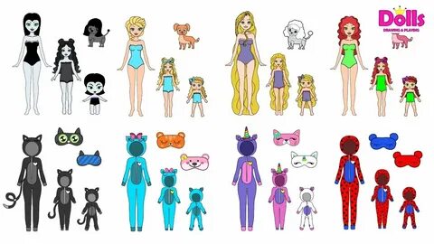 👸 🎀 👪 👶 5 DOLLS DRAWING & PLAYING FAVORITE VIDEOS WITH DOLLS