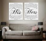 His And Her Vows On Canvas - Personalized Wall Art Wall deco