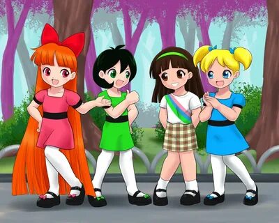 Safebooru - 4girls absurdres alternate costume blossom (ppg)