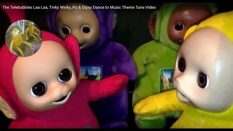 The Teletubbies Laa Laa, Tinky Winky, Po & Dipsy Dance to Mu