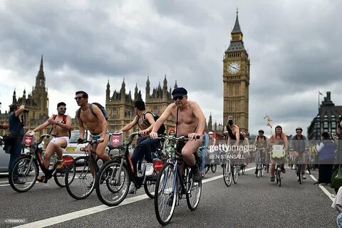 Cyclists take part in the annual World Naked Bike Ride in central... 