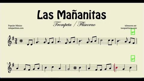 Las Mañanitas Sheet Music for Trumpet and Flugelhorn - YouTu