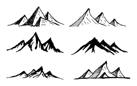 Line art vector, Line art, Mountain drawing