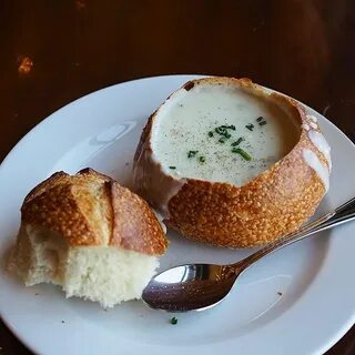 A San Fran classic-clam chowder. At @boudinbakery it is serv