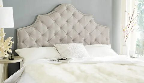 Safavieh Arebelle Rustic Glam Tufted Headboard with Nail Hea