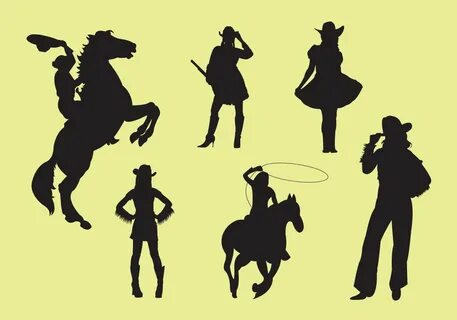 Vector Illustration of Cowgirl Silhouettes 96775 Vector Art 