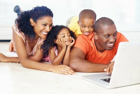 African American family using laptop Buy Stock Photo on Peop