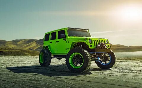 Скачать обои Green, Front, Sun, Forged, Custom, Wrangler, Je