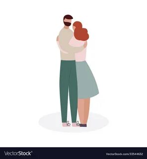 Cartoon couple hug - two people hugging isolated Vector Imag