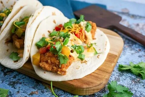 Fried Chicken Tacos with Peach Salsa - Love and Risotto Reci