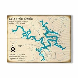 Lake of the Ozarks Vintage Map Sign - Old Wood Signs Ozarks 