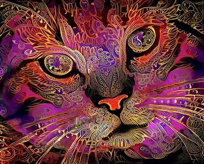 Maggie May the Magenta Tabby Cat Digital Art by Peggy Collin