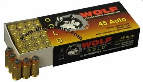 45 ACP (45 Auto) 185 gr SJHP Wolf Gold Box (50 rds)