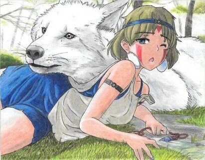 Princess Mononoke- San and her wolf brother Princess mononok