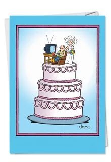 Wedding Cake Cartoon Anniversary Card