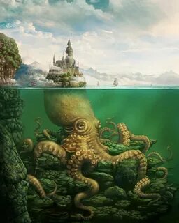 The Kraken Town by KyuYong Eom Sea monster art, Kraken art, 