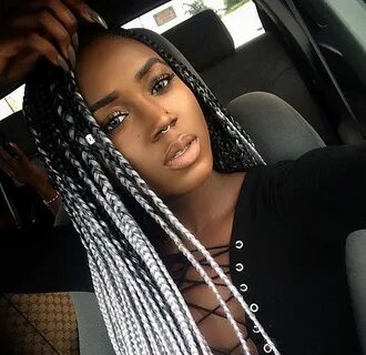 Ombré black and silver box braids - love !!! Hair styles, Co