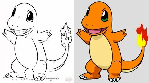 Pokémon coloring for kids speed coloring Charmander Charmele