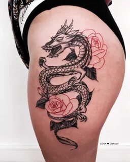 LUNA 🔪 ♥ on Twitter Dragon thigh tattoo, Thigh tattoos women