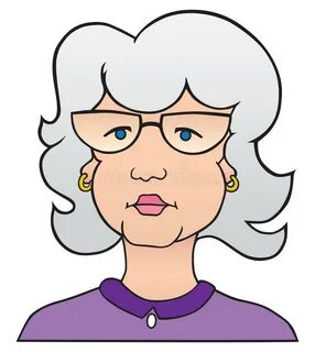 Cartoon Lady with Gray Hair Stock Vector - Illustration of f