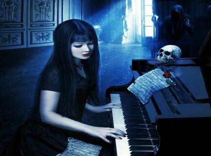 Skulls Gothic Girl ... horror gothic fantasy women skull pia