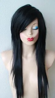 Black Emo Wig. 28 Straight Layered Scene Wig. Cosplay Etsy B