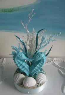 Blue Seahorse Wedding Cake TopperSeashell Wedding Cake Toppe