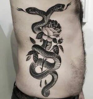 Two-headed Snake & Rose Tattoos, Snake tattoo, Cool tattoos