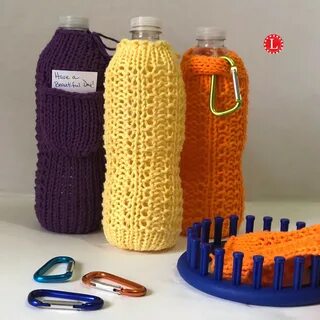 Loom Knitting PATTERNs Water Bottle Cover Holder Bag Sack Et
