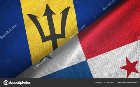 Barbados and Panama two flags textile cloth, fabric texture 