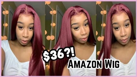 A $36 BURGUNDY LACE FRONT SYNTHETIC WIG FROM AMAZON?! 🔥 🍒 My