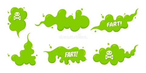 Smelling Green Cartoon Cloud Flat Style Design Vector Illust