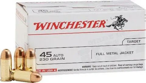 Winchester USA .45 ACP 230 Grain FMJ 100 rounds - $32.99 (Fr