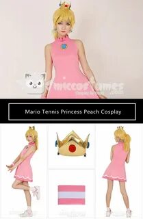 Mario Tennis Princess Peach Cosplay Costume Dress Princess p
