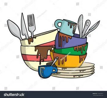 Dirty Dishes Cutlery Stock-vektor (royaltyfri) 726029071 Shu