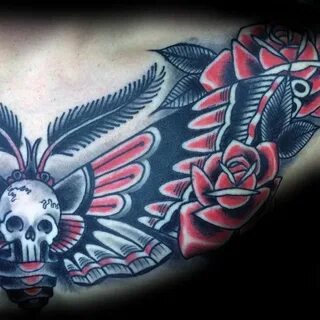 50 Traditional Moth Tattoo Designs For Men - Nocturnal Insec