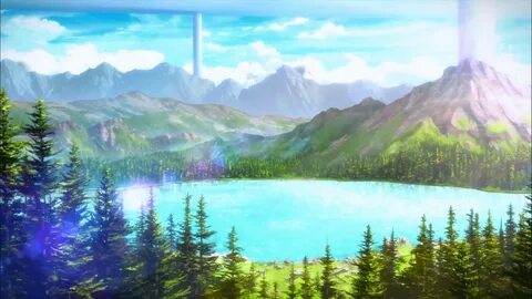 Wallpaper : sunlight, trees, landscape, forest, anime, refle