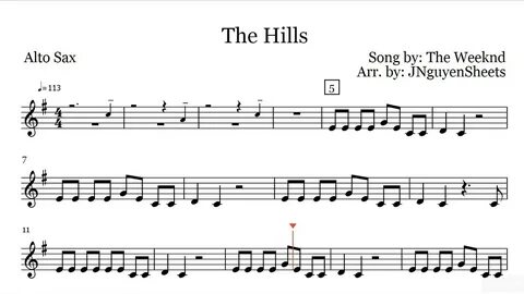 The Weeknd The Hills (Saxophone Sheet Music)