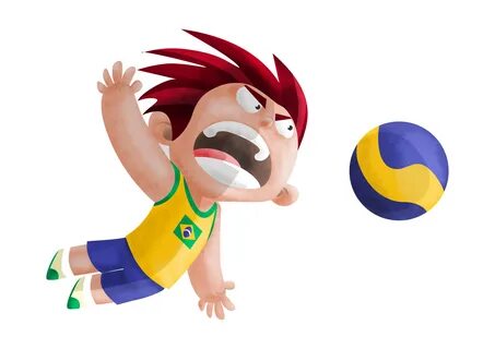 Attacking cartoon volleyball player free image download