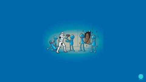 stormtrooper, Chewbacca, Mr. Meeseeks, Star Wars, Humor, Blu