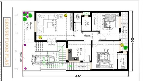 26x46 House Plan,New House Plan,Small House Plan,South Face 