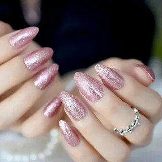 Шикарное розовое золото миндаля накладные ногти стилеты остр